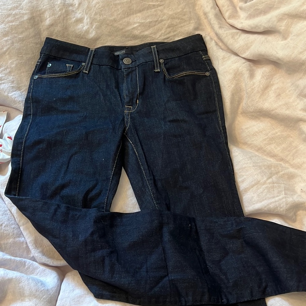 Fidelity dark wash jeans- Ace- mid rise ultra slim 29